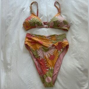 Aerie Floral Triangle High Waisted Bikini